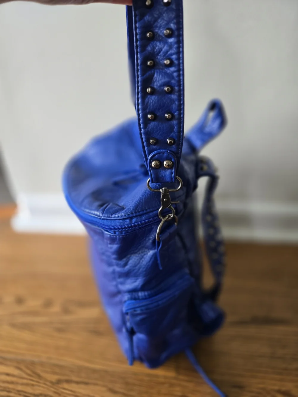 Blue Leather Women's Backpack